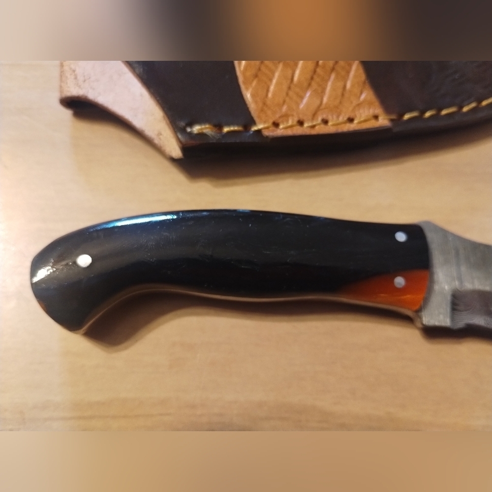 New Men's Damascus Steel Blade Hunting Knife With Sheath - Picture 5 of 8